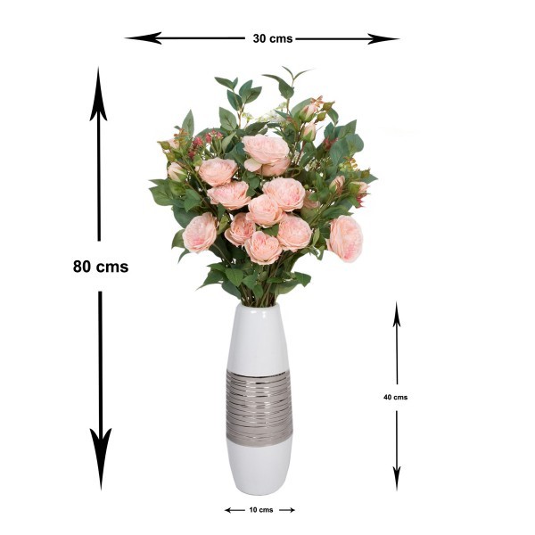 Artificial Peach Flower Bouquet with Peonies, Elderflower, Berries & Greenery - A1206