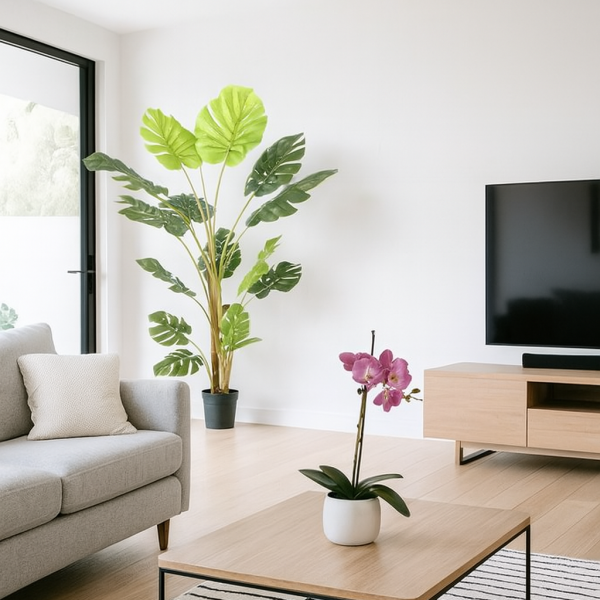 Artificial Tropical Monstera Tree in Black Pot 150cm/60in - A1291