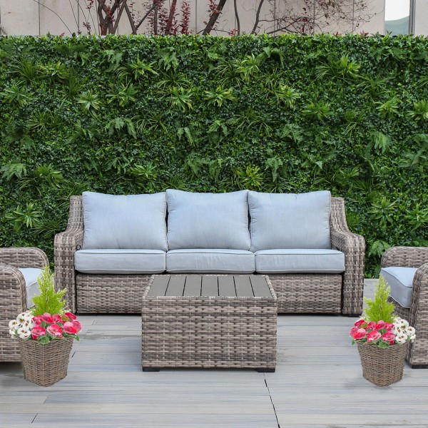 Artificial Pink & White Pansy Rattan Patio Planter 60cm/24in (Set of 2) - GB1015