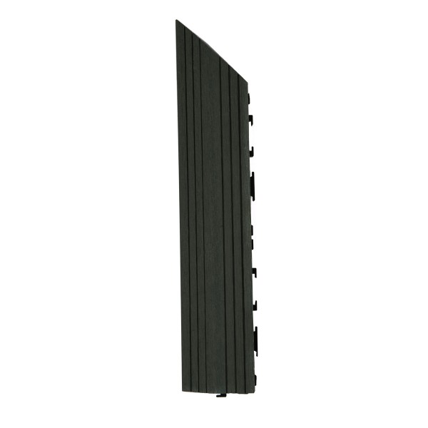 Dekco 1 Piece Black Composite Interlocking Left Edging Tile 37cm x 7cm - GB1281