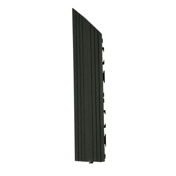 Decko 1 Piece Black Composite Interlocking Left Edging Tile 37cm x 7cm