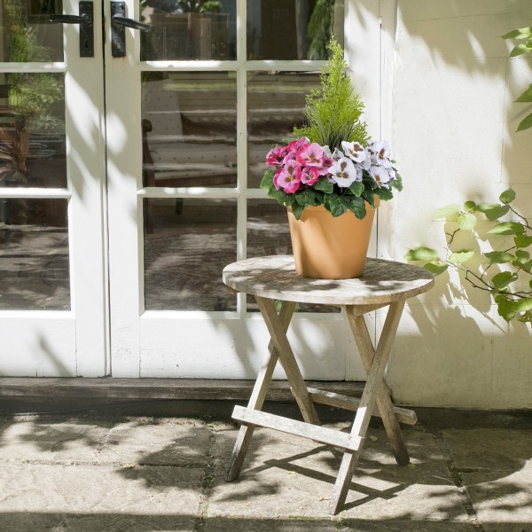 Artificial Pink & White Pansy Terracotta Patio Planter 60cm/24in. - GB1082