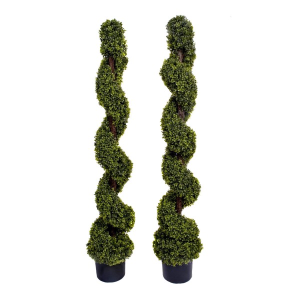  Artificial Spiral Boxwood Topiary Tree 150cm/5ft (Set of 2) - GB1180