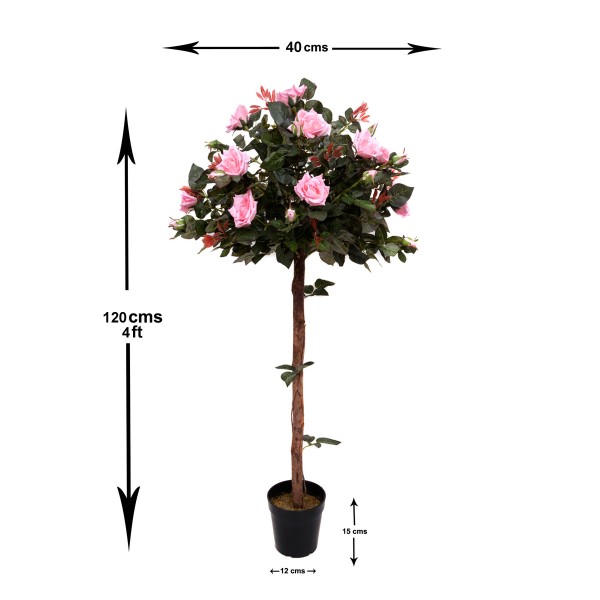 Artificial Pink Rose Tree 30 Flowers 120cm/4ft