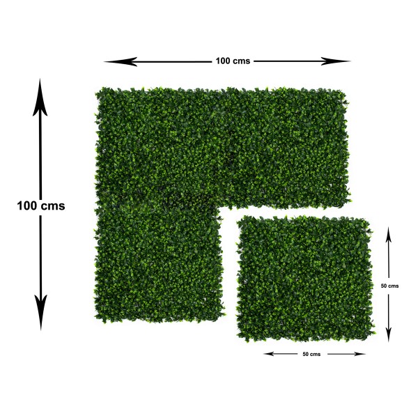 Artificial Green Wall Hedge with Light and Dark Leaf Foliage Pack of 4 x 50cm/20in - GB1140