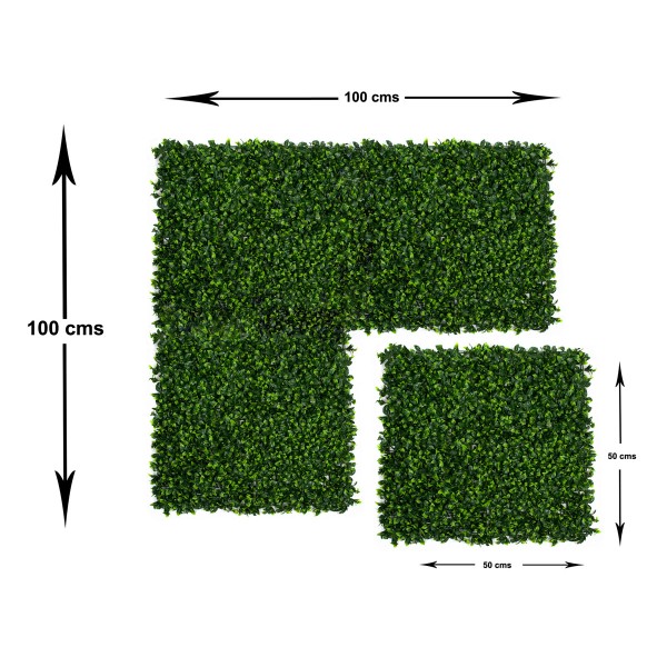 Artificial Green Wall Hedge with Light and Dark Leaf Foliage Pack of 4 x 50cm/20in
