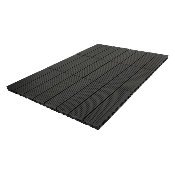 Dekco Pack of 10 Black Composite Interlocking Tiles 30cm x 30cm - GB1278