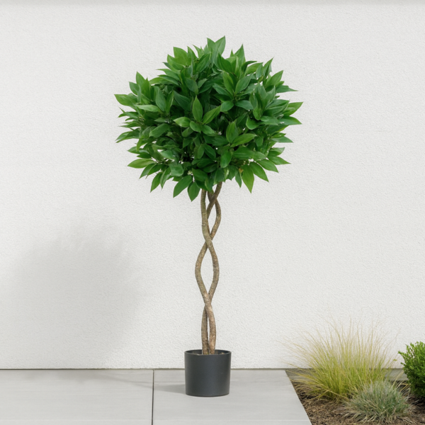 Artificial Twisted Trunk Bay Laurel Tree With Wood Effect Trunk, Natural Leaf and Brown Berries 4ft/120 cm - A1324