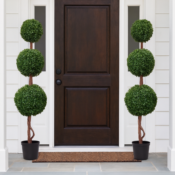 Artificial Triple Ball Boxwood Topiary Trees - 120cm/4ft (Set of 2) - GB1006