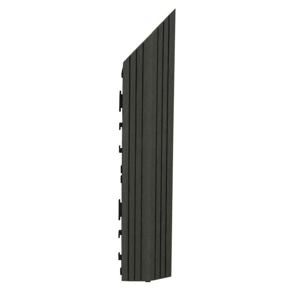Decko 1 Piece Black Composite Interlocking Right Edging Tile 37cm x 7cm