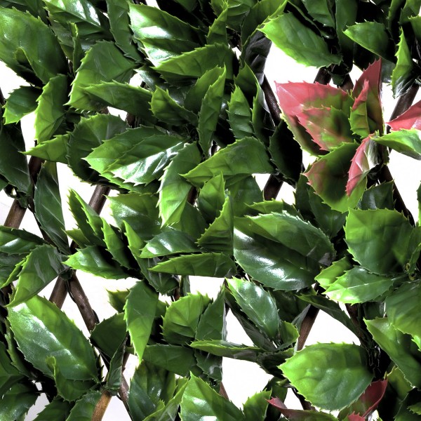 Artificial Expanding Green Wall Willow Trellis Fence with Red and Green Leaf Foliage (1m x 2m) - GB1151