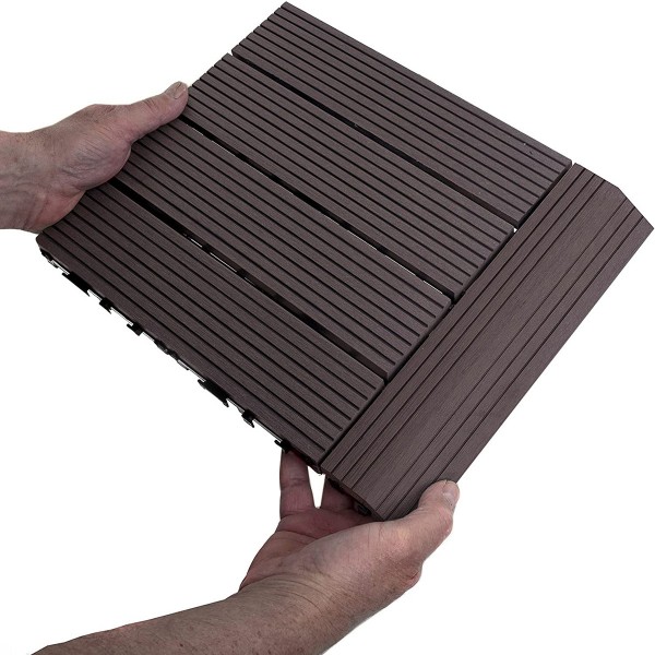 Dekco 1 Piece Brown Composite Interlocking Straight Edging Tile 30cm x 7cm - GB1286
