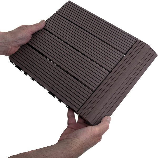 Dekco 1 Piece Brown Composite Interlocking Straight Edging Tile 30cm x 7cm