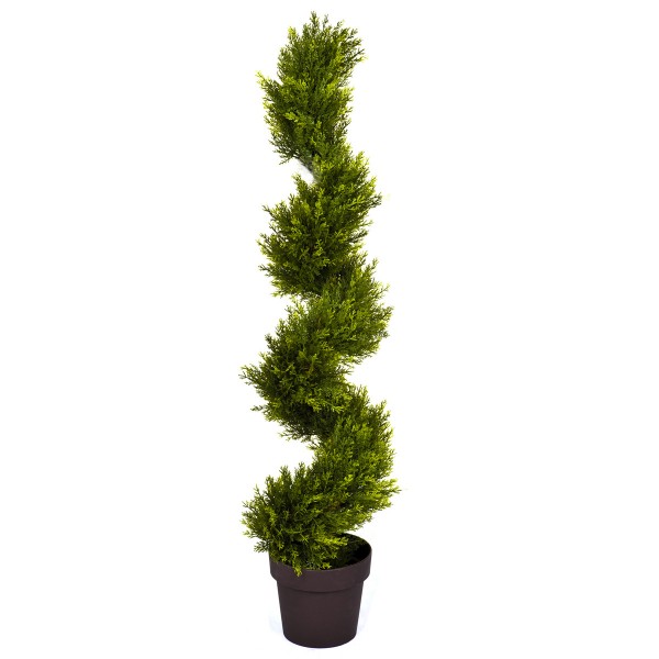 Artificial Spiral Cedar Conifer Trees 120cm/4ft Set of 2
