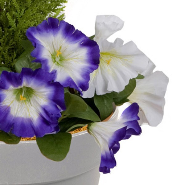 Artificial Purple & White Petunia Grey Patio Planter 60cm/24in