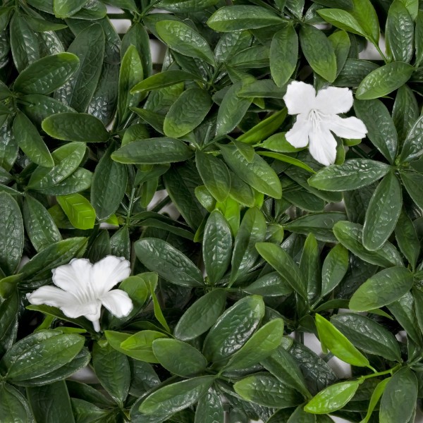 Artificial Green Wall Hedge with Dark Leaf Foliage and White Flowers Pack of 4 x 50cm/20in - GB1136