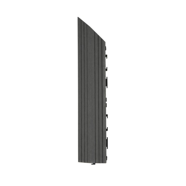 Dekco 1 Piece Grey Composite Interlocking Left Edging Tile  37cm x 7cm - GB1279