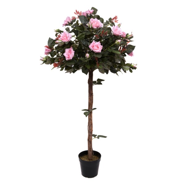 Artificial Pink Rose Tree 30 Flowers 120cm/4ft - GB1405