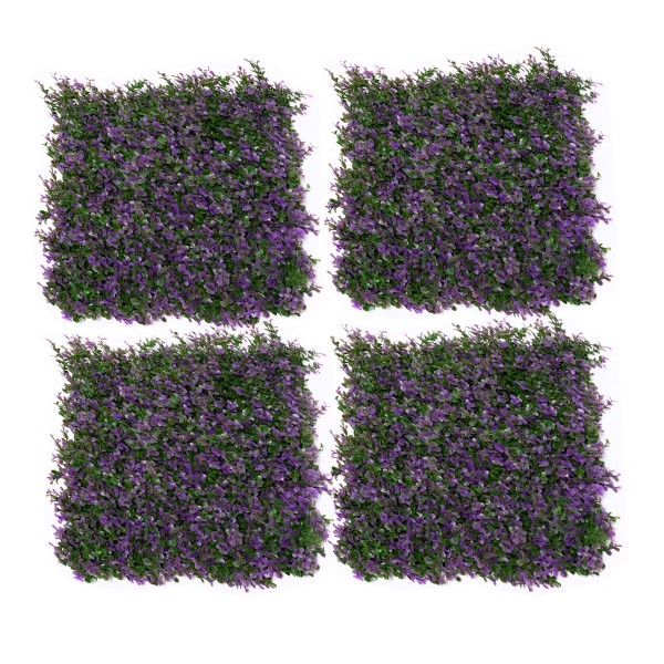Artificial Green Wall Hedge with Purple Leaf Foliage Pack of 4 x 50cm/20in