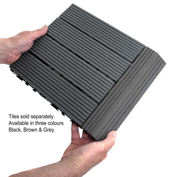 Dekco 1 Piece Grey Composite Interlocking Straight Edging Tile 30cm x 7cm - GB1285