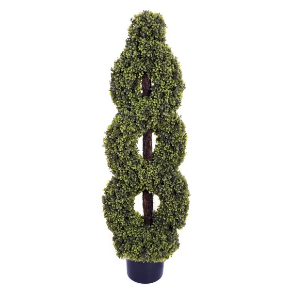 Artificial Double Twist Spiral Boxwood Topiary Tree 4ft/120cm