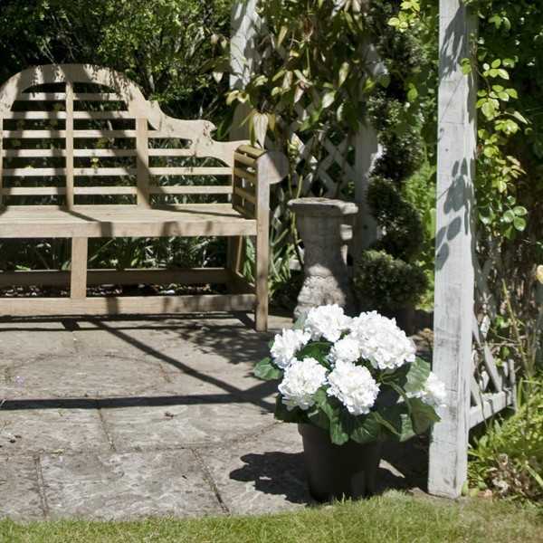 Artificial White Hydrangea in Black Pot 50cm/20in - A1356