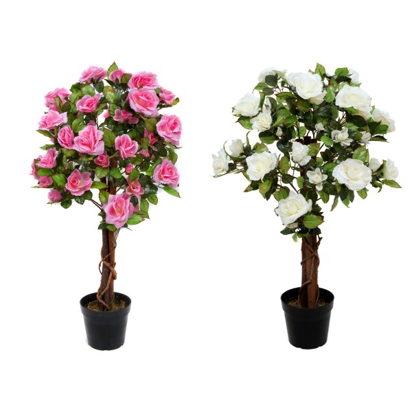 Artificial White Rose Tree 60 Flowers 90cm/3ft - GB1404