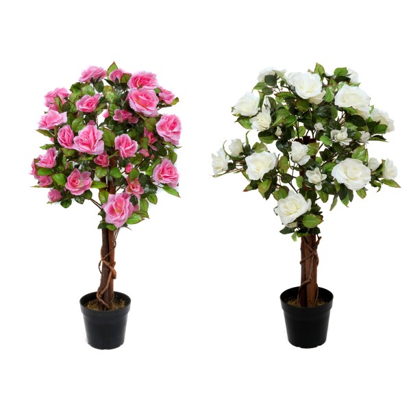 Artificial White Rose Tree 60 Flowers 90cm/3ft