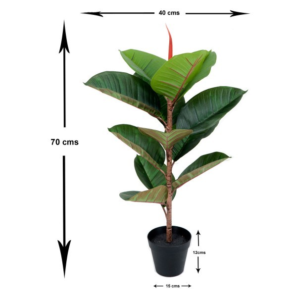 Artificial Real Touch Rubber Tree x 13 leaves 70cm - GB1363