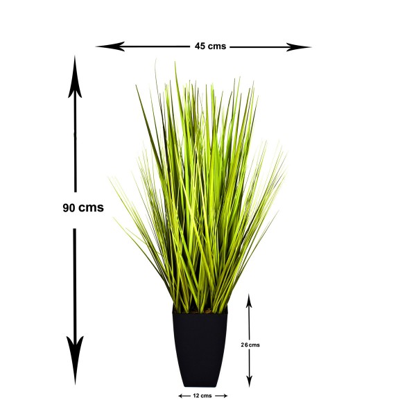 Artificial Decorative Grass Plant in Black Planter 90cm/3ft - GB1028