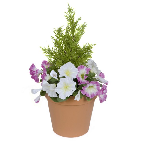 Artificial Pink & White Petunia Terracotta Patio Planter 60cm/24in - GB1246