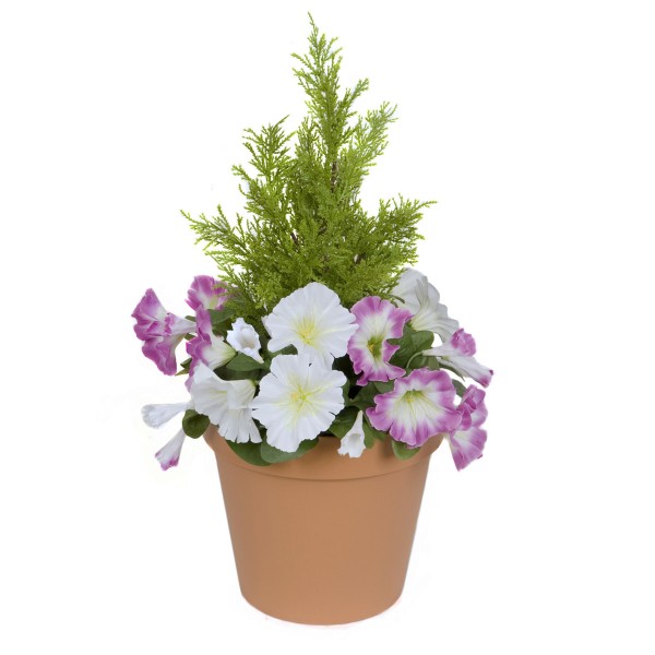 Artificial Pink & White Petunia Terracotta Patio Planter 60cm/24in
