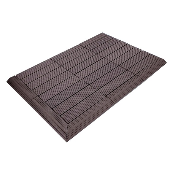 Dekco 1 Piece Brown Composite Interlocking Straight Edging Tile 30cm x 7cm - GB1286