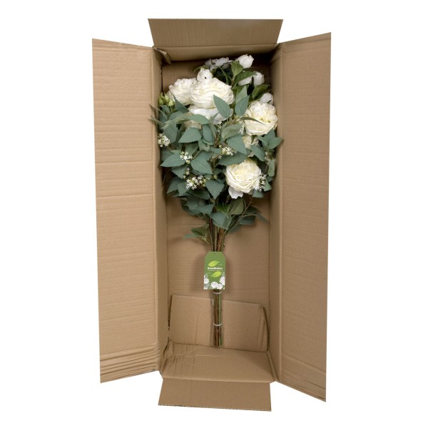 Artificial White Flower Bouquet with Peonies, Elderflower, Berries & Greenery