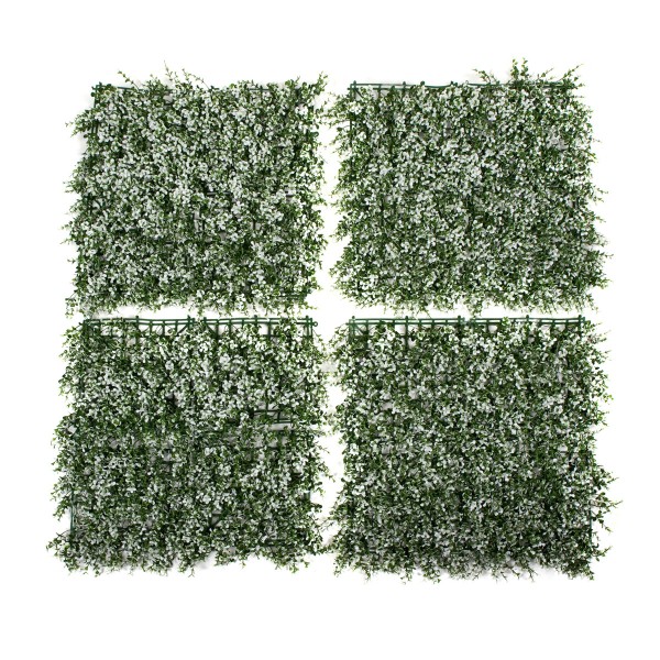 Artificial Green Wall Hedge with Small White Leaf Foliage Pack of 4 x 50cm/20in - GB1142