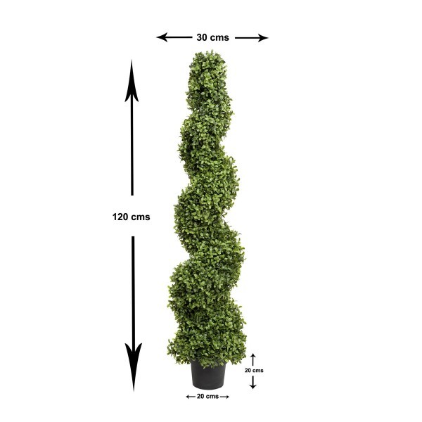 Artificial Premium Spiral Boxwood Topiary Trees 120cm/4ft (Set of 2) - GB1004