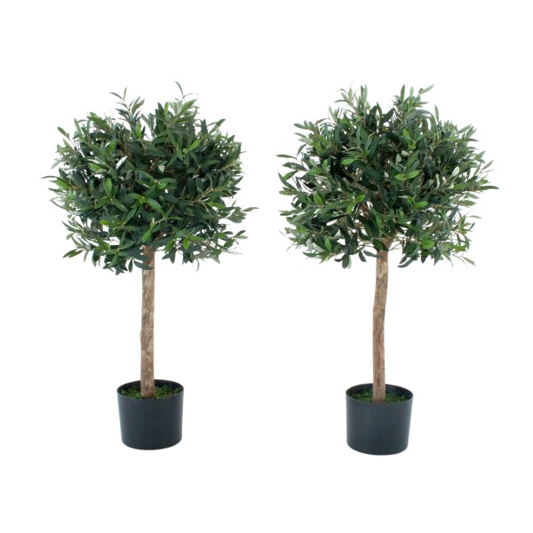  Artificial Olive Trees 90cm/3ft (Set of 2) With A Real Wood Trunk - G1094