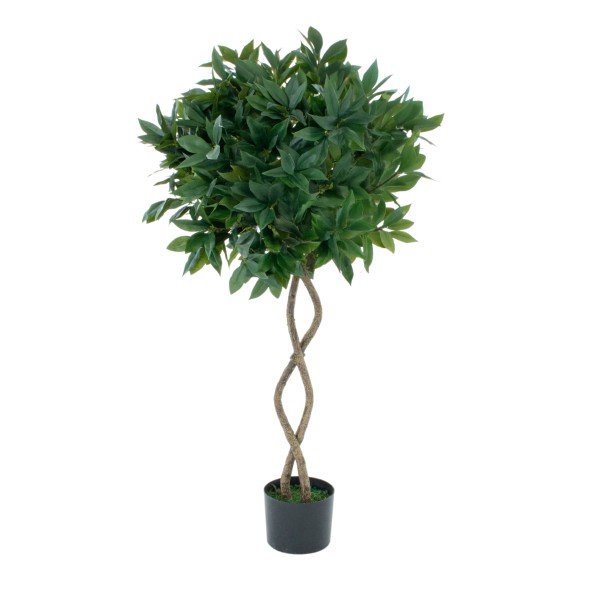 Artificial Twisted Trunk Bay Laurel Tree | Topiary Faux Tree | With Wood Effect Trunk | Natural Leaf and Brown Berries| Premium Quality Natural Appearance | Indoor and Outdoor | 4ft/120 cm - G1324