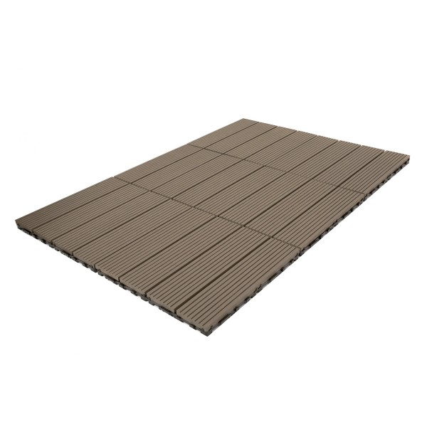 Dekco Pack of 10 Brown Composite Decking Interlocking Tiles 30cm x 30cm - GB1277