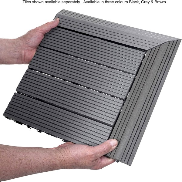 Dekco 1 Piece Grey Composite Interlocking Right Edging Tile 37cm x 7cm - GB1282
