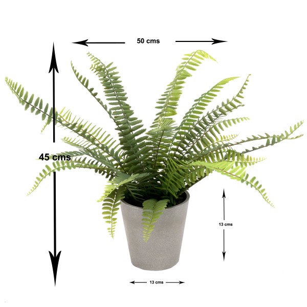 Artificial Boston Fern in Grey Melamine Pot 45cm/18in - GB1290