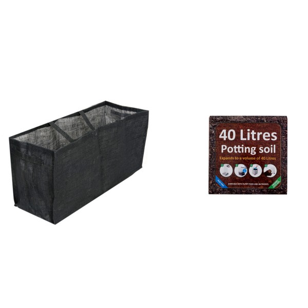 1 x Large Multi Purpose Black Hessian Grow Bag 28in/70cm