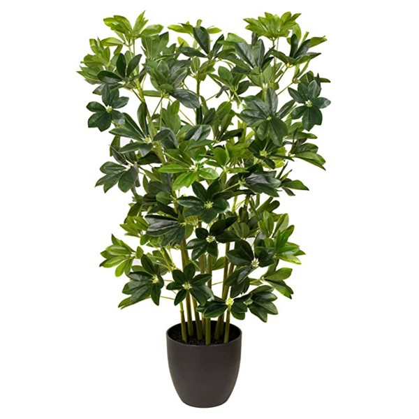 Artificial Schefflera Umbrella Plant in Black Pot 95cm/3ft - GB1163