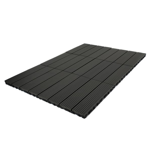 Dekco 1 Piece Black Composite Interlocking Right Edging Tile 37cm x 7cm - GB1284