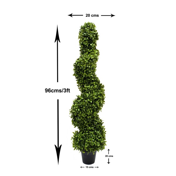 Artificial Premium Spiral Boxwood Topiary Trees 96cm/3ft (Set of 2) GB1065