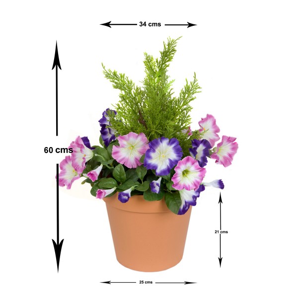 Artificial Pink & Purple Petunia Terracotta Patio Planter 60cm/24in - A1244