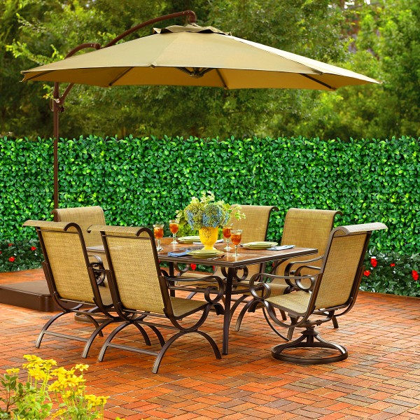Artificial Premium Green Wall Hedge with Mixed Leaf Foliage Yellow & White Flowers Pack of 4 x 50cm/20in - GB1269