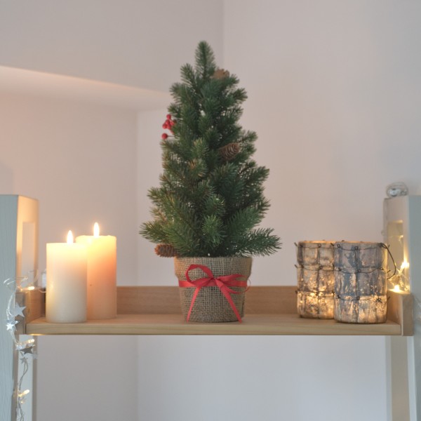 Artificial Mini Pine Christmas Tree with LED Lights in Pot 50cm/20in