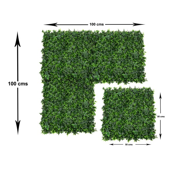 Artificial Green Wall Hedge with Dark Ivy Leaf Foliage Pack of 4 x 50cm/20in
