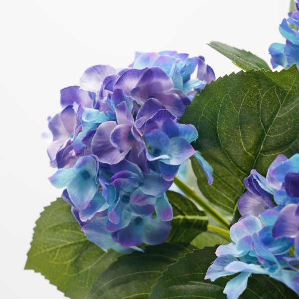 Artificial Blue Hydrangea in White Metal Window Box - GB1386